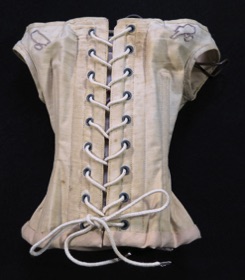 Unique artist book corset Conventional Burdens Corset back view with laces