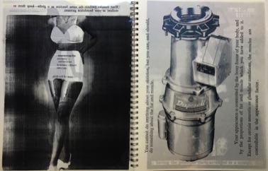 Tamar Stone artist book color xeroxed on paper, acetate, velloum pages, overlapping images and text images women's bodies
